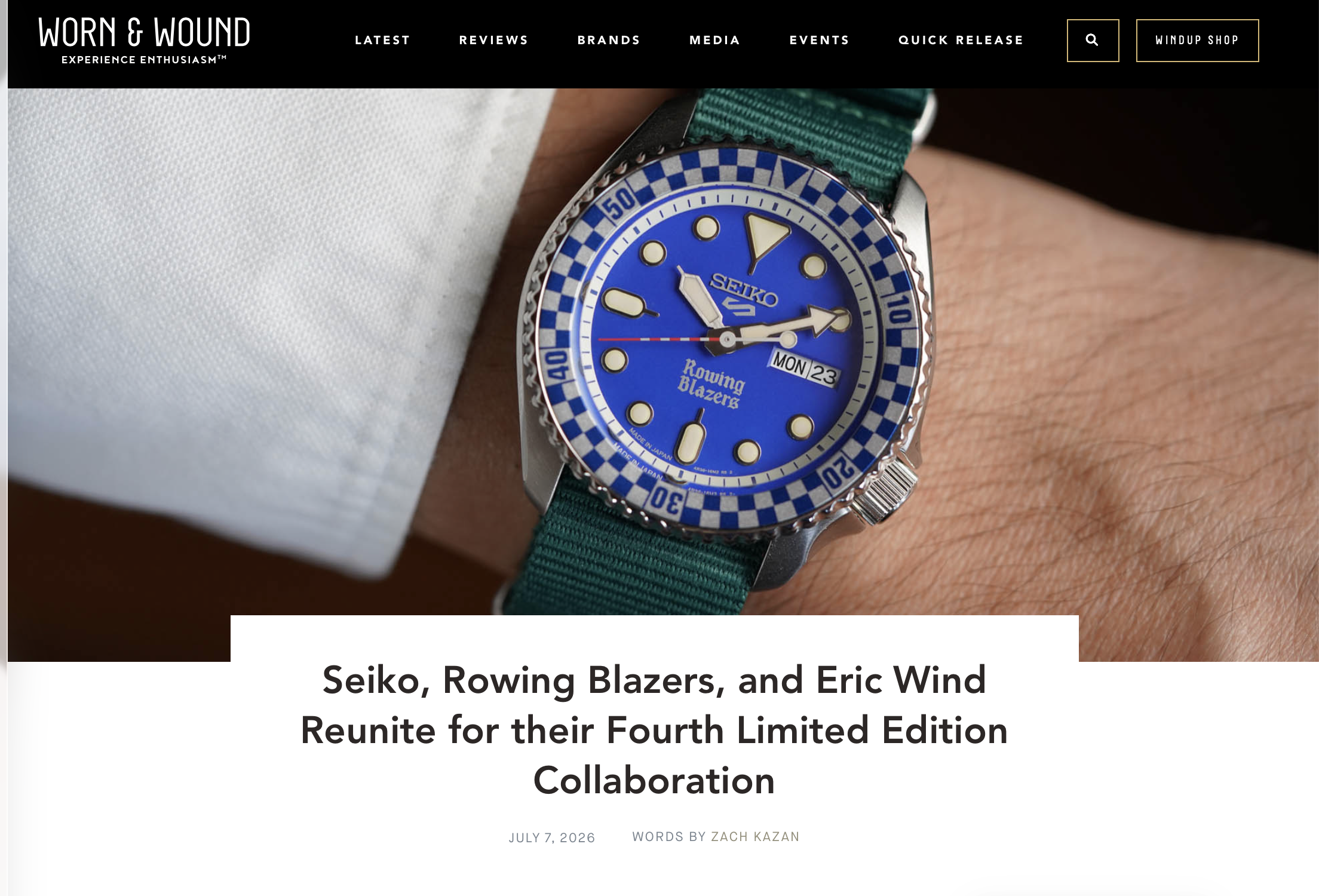 Worn & Wound: Seiko, Rowing Blazers, and Eric Wind Reunite for